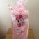 Minnie Mouse embroidered on pink polka dot bath towel