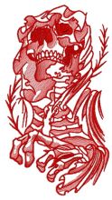 Skeleton of woman embroidery design