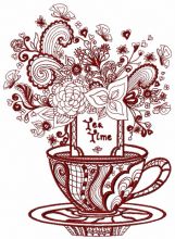 Tea time post card 2 embroidery design
