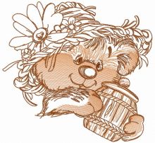 Rustic bear with honey pot 5 embroidery design
