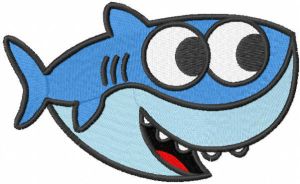 Baby shark smiling embroidery design