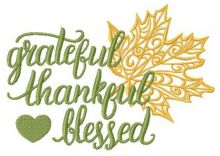 Grateful, thankful, blessed embroidery design