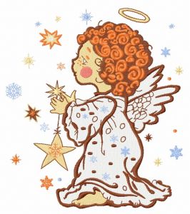 Angel with star embroidery design