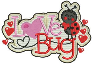 Love bug badge embroidery design