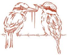 Couple of brown shrikes embroidery design