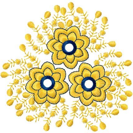 Gold flower free machine embroidery design