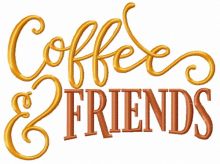 Coffee and friends embroidery design