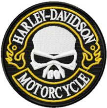Harley Davidson round patch embroidery design