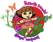 Dora butterfly friends embroidery design