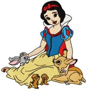 Snow White with friends  embroidery design