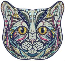Mosaic cat embroidery design