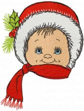 Christmas boy with red scarf embroidery design