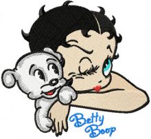 Betty Boop and her beautiful dog  embroidery design