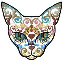 Mexican cat embroidery design
