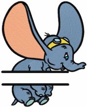 Dumbo flying monogram embroidery design