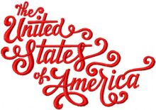 The United States of America script embroidery design