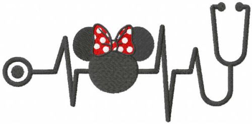 Minnie Mouse stetoscope embroidery design