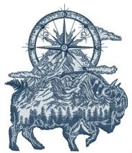 Bison embroidery design