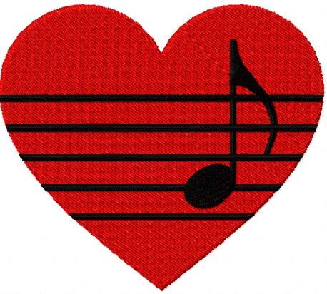 Heart music free machine embroidery design