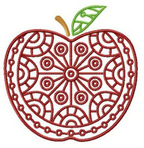 Apple with circle ornament embroidery design