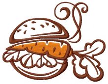 Vegan burger embroidery design