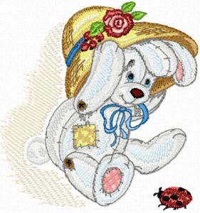 Bunny with Small Bug embroidery design