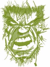 Incredible Hulk green face embroidery design