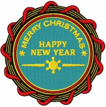 Happy New Year badge embroidery design