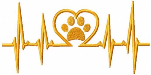 Heartbeat pet love free embroidery design 2
