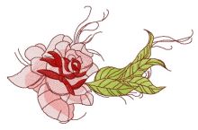 Rose and wind embroidery design