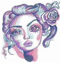 Beauty with big eyes embroidery design