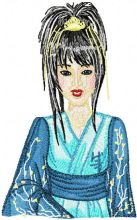 Geisha in Blue embroidery design
