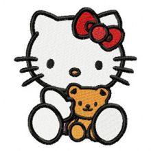 Hello Kitty with Small Bear embroidery design