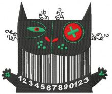 Barcode cat embroidery design