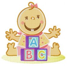 Baby and cubes embroidery design