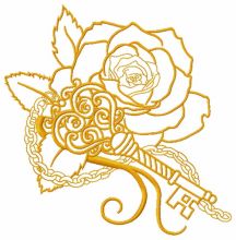 Rose and vintage key 4 embroidery design