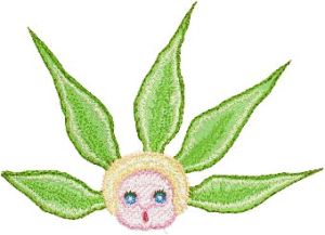Snugglepot with Gumnut Leaves  embroidery design