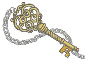 Vintage key embroidery design