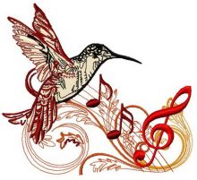 Musical humming-bird 2 embroidery design