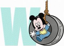 Mickey Mouse W Wheel embroidery design