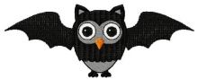 Owl in bat costume embroidery design