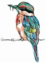 Shrike on wire embroidery design