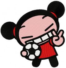 Pucca football player embroidery design