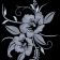 Flowers free machine embroidery design on black fabric
