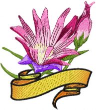 Bitterroot Flower with Banner embroidery design