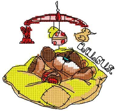 Baby teddy sweet dreams cross stitch free embroidery design
