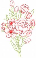 Red flowers bouquet free embroidery design