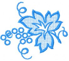 Blue leaf embroidery design