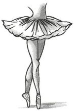 Ballerina dances in pointe shoes embroidery design