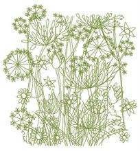 Grass and flowers silhouettes embroidery design
